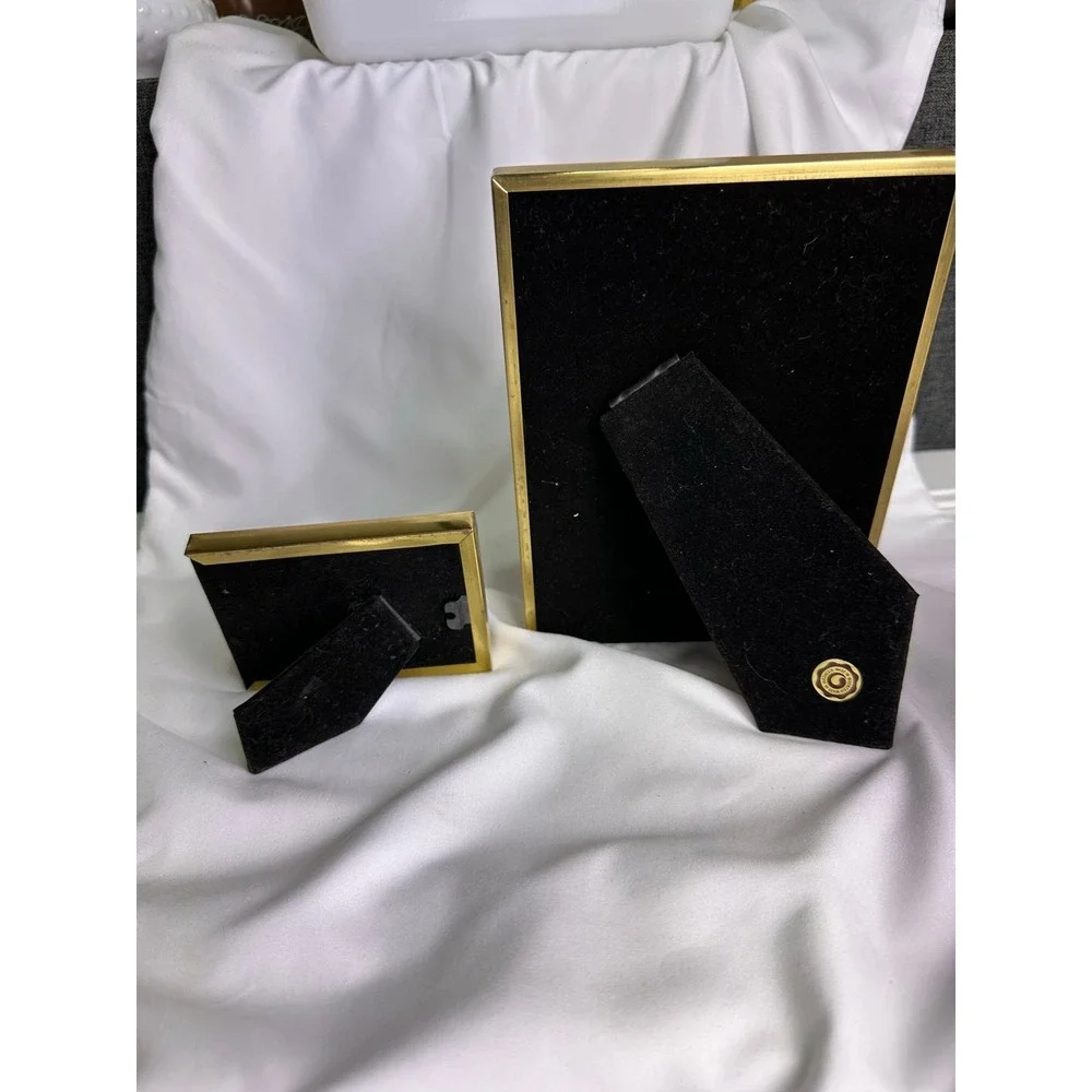 Set of 2 Vintage Brass Rectangular Tabletop Frames